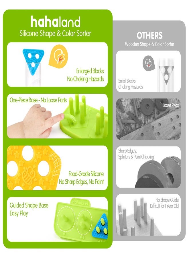 هاهالاند مكعبات سيليكون من هاهالاند للأطفال الصغار من عمر سنة إلى 3 سنوات - ألعاب مونتيسوري للأطفال بعمر سنة واحدة، ألعاب حسية، لعبة فرز الألوان والتكديس، لعبة تعليمية ناعمة الملمس للأطفال الصغار، هدايا للأولاد والبنات بعمر سنة واحدة - Image 2